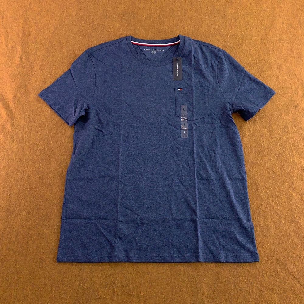 Tommy Hilfiger Mens Large Blue Short Sleeve Crew Neck Pocket T-Shirt NWT